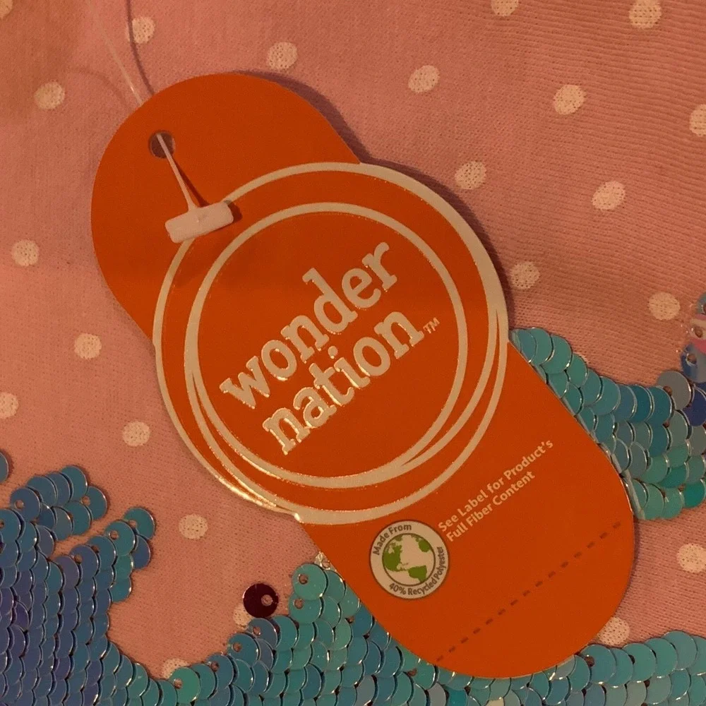 Wonder Nation Girls TShirt Large 10-12 Unicorn Sequins New with Tags Pink Dot